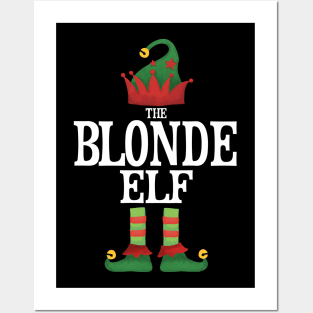 Blonde Elf Matching Family Group Christmas Party Pajamas Posters and Art